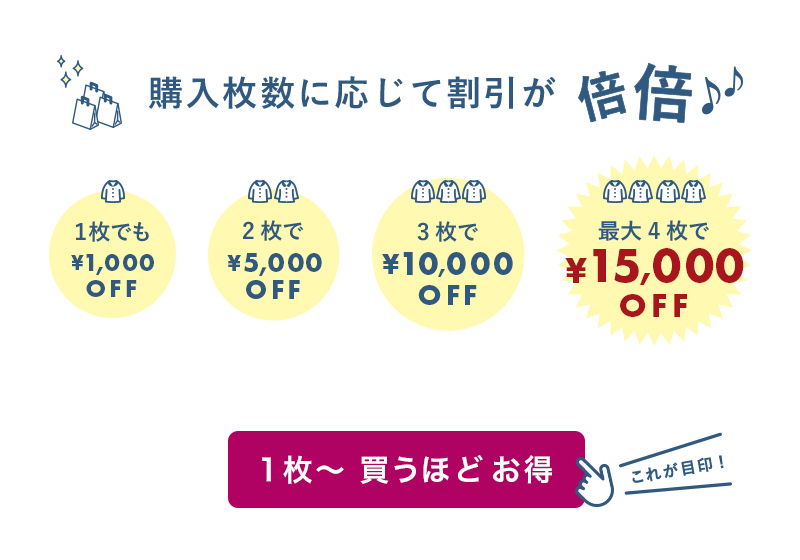 購入枚数に応じて割引が倍倍♪