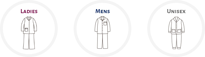 当店のパジャマサイズは、「レディース」「メンズ」「男女兼用」の3種類!