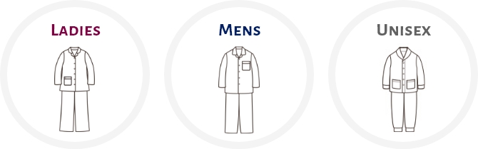 当店のパジャマサイズは、「レディース」「メンズ」「男女兼用」の3種類!