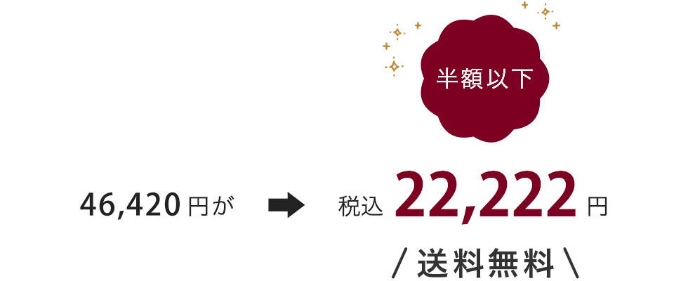 46,420円が半額以下の22,222円！送料無料です。