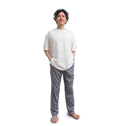 メンズ半袖Tシャツパジャマ上下セット（三子糸コットン“keu”Tシャツとノビーゼ“UNO”スマートパンツ）