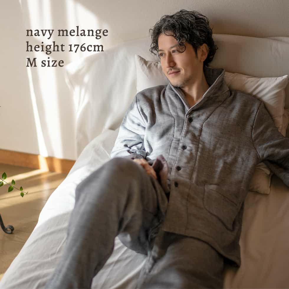 モデル身長176cm Mサイズ ネイビーメランジ