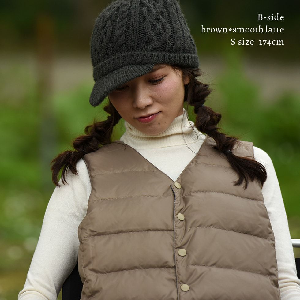 モデル身長：174㎝　B面　ブラウン×スムースラテ　Sサイズ着用