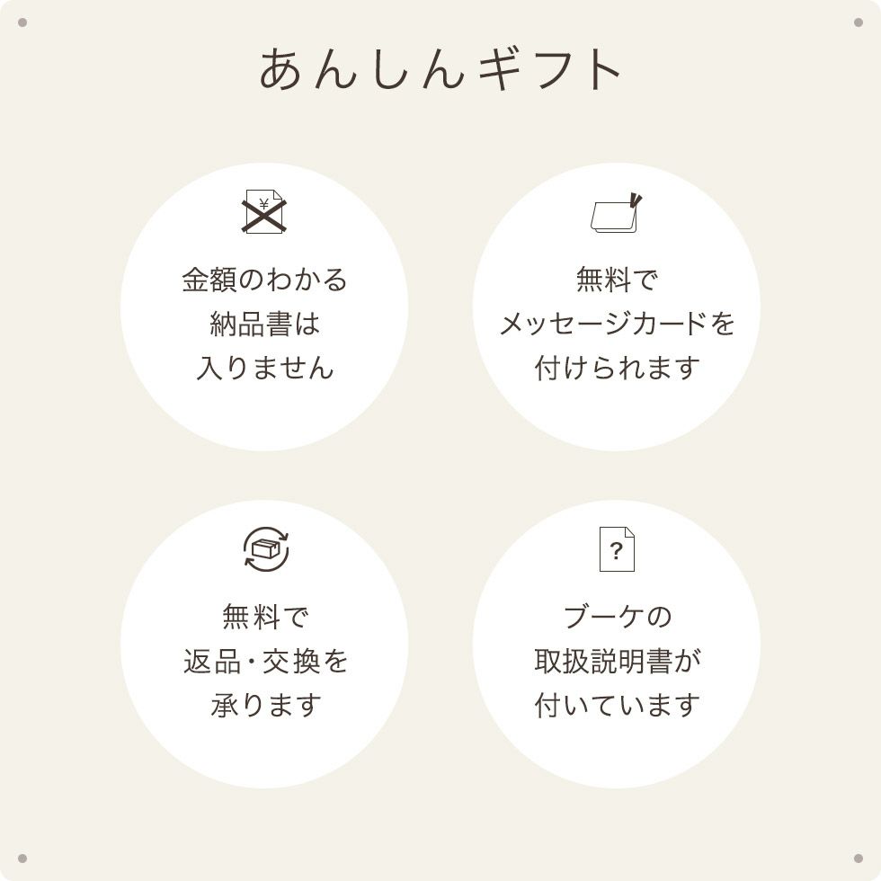 あんしんギフト（納品書なし・無料メッセージカードあり・手渡し袋あり・取扱説明書付き）