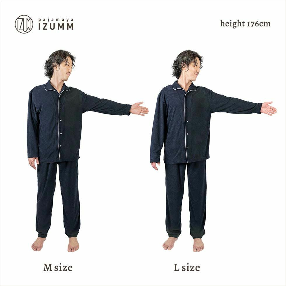 男性モデル身長：176cm Mサイズ・ Lサイズ比較