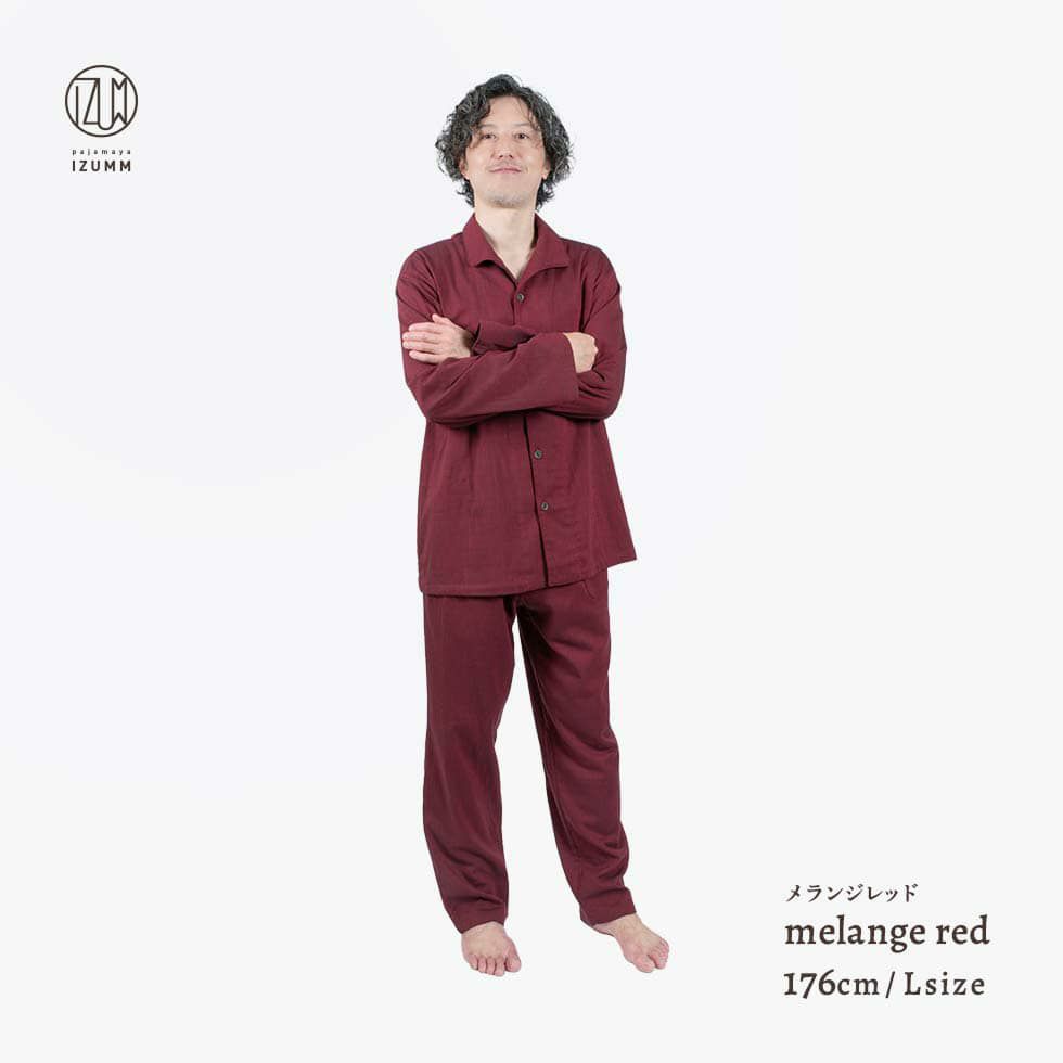 男性モデル身長：176cm Lサイズ メランジレッド着用