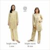 身長174cmの女性モデルはLサイズのパジャマを着用、身長162cmの女性モデルはMサイズのパジャマを着用